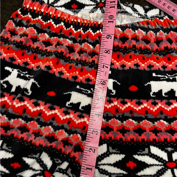 Festive Velour Red and Black Leggings, L - Picture 7 of 8